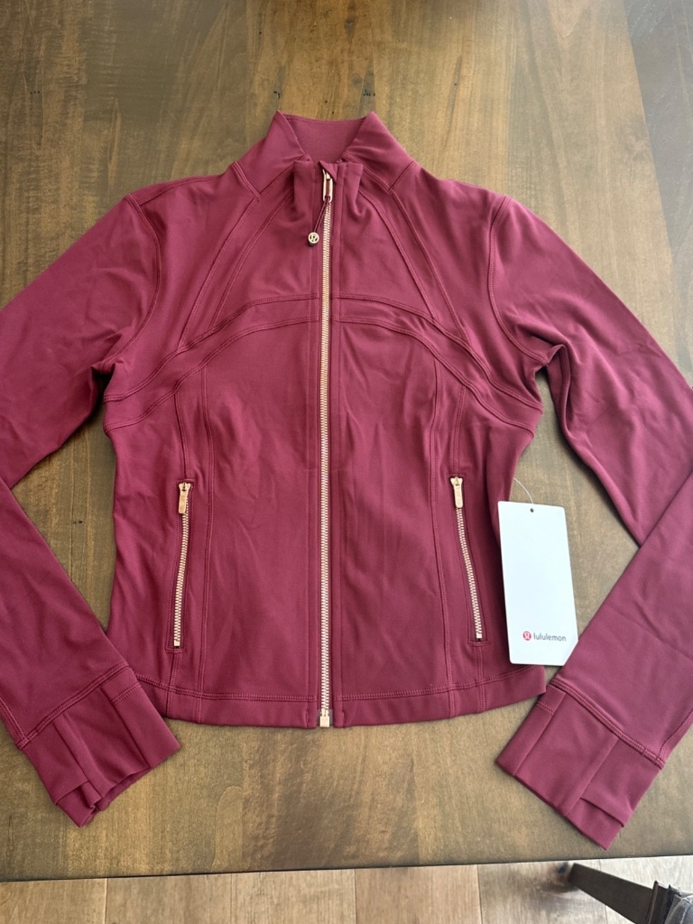 LULULEMON DEFINE CROPPED JACKET NULU BURGUNDY BAY/ROSE GOLD SZ 8 NEW